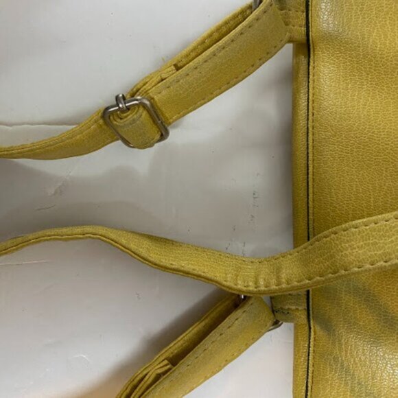 Sleek Women's Mustard Yellow Leather Backpack Medium - Picture 6 of 8